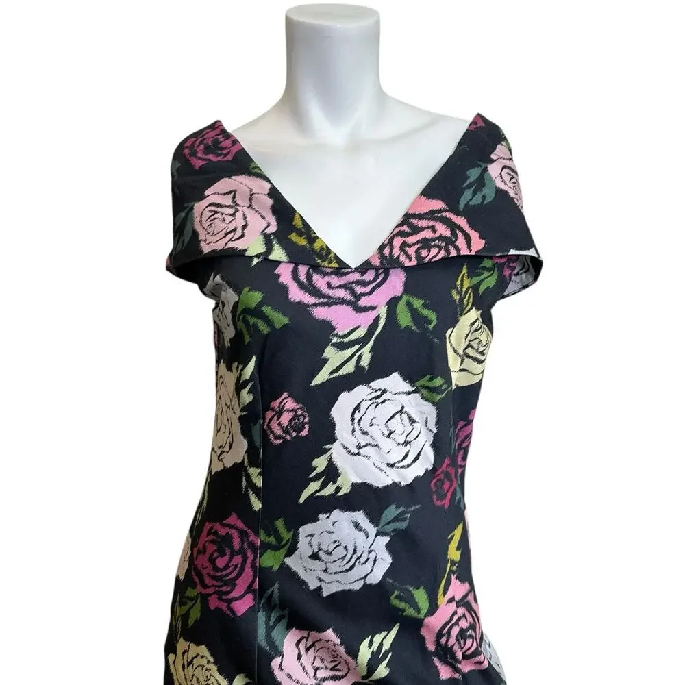 Janie Bryant x Unique Vintage Rose Print Off Shoulder Wiggle Dress Large NWT - Picture 3 of 13